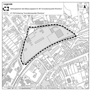 Geltungsbereich der 47. Änderung des Flächennutzungsplans und des Bebauungsplans Nr. 96
